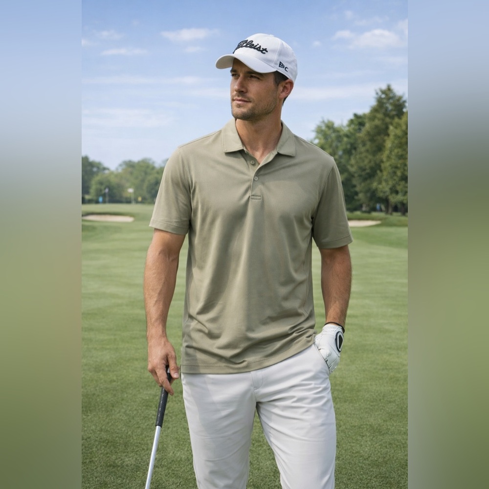 NEW Robert Graham Khaki Men's Golf Polo Shirt